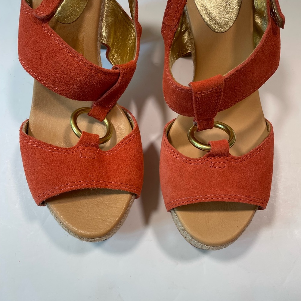 Coach Shoes 8.5 Tulip Platform Suede Leather Sandals Coach - Picture 6 of 15